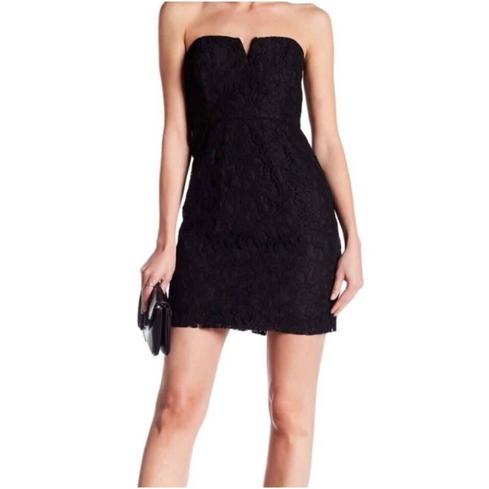 $228 J. Crew Women's 4 Black Lace Cathleen Strapless Sweetheart Sheath Dress NWT